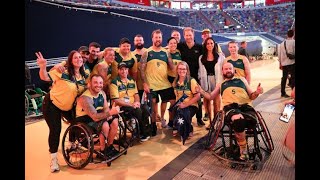 Prince Harry watches on as Team AUS competes against Team Ukraine at the Invictus Games 2023