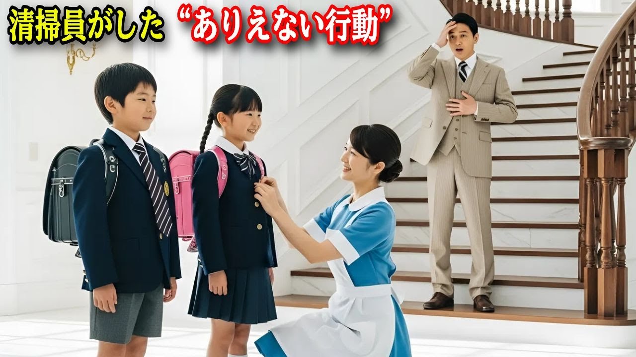 億万長者の会長は、いつもより早く帰宅し、これまでどんなベビーシッターもしてこなかったことを子どもたちのためにしている、新しく雇った貧しい清掃員を見て驚いた。