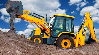 Excavator JCB 4CX ECO is working - Funny Stories about construction vehicles