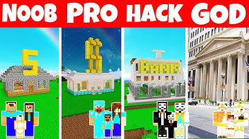 Minecraft: FAMILY BANK BUILD CHALLENGE - NOOB vs PRO vs HACKER vs GOD in Minecraft