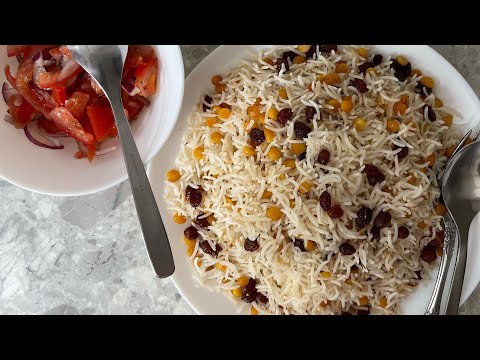 Flavorful Afghan Rice with Raisins and Split Chickpeas🌸 -     Flavorful Afghan Rice with Raisins and Split Chickpeas🌸