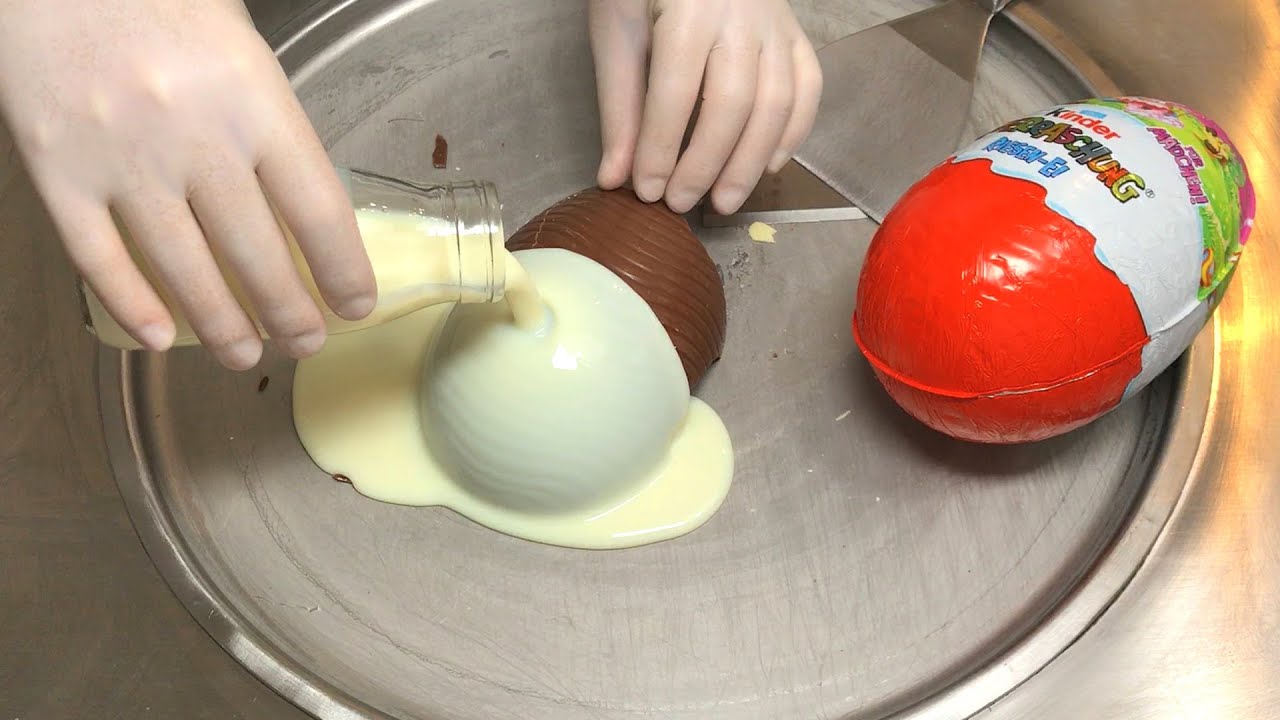 MAXI kinder Surprise Eggs Ice Cream Rolls Opening and how to make
