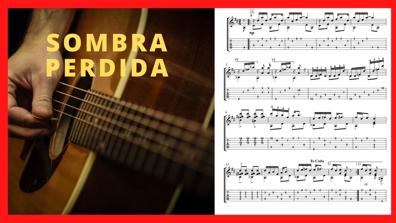 SOMBRA PERDIDA Partitura mas tablatura para guitarra del Binomio de Oro