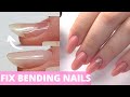 Fixing bending nails with gel  pretty pink mani using only one gel 