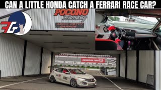 Can a little Honda CATCH a Ferrari RACE CAR?! Civic Type R (FK8) CHASES Ferrari Challenge 458