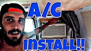 Installing Window A/C Unit In Camper Van / RV  Air Conditioner Install Rear Window  Van Life DIY