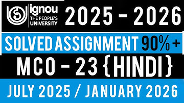 MCO 23 SOLVED ASSIGNMENT 2025-26 | MCO 23 SOLVED ASSIGNMENT 2025-26 IN HINDI | MCO 23