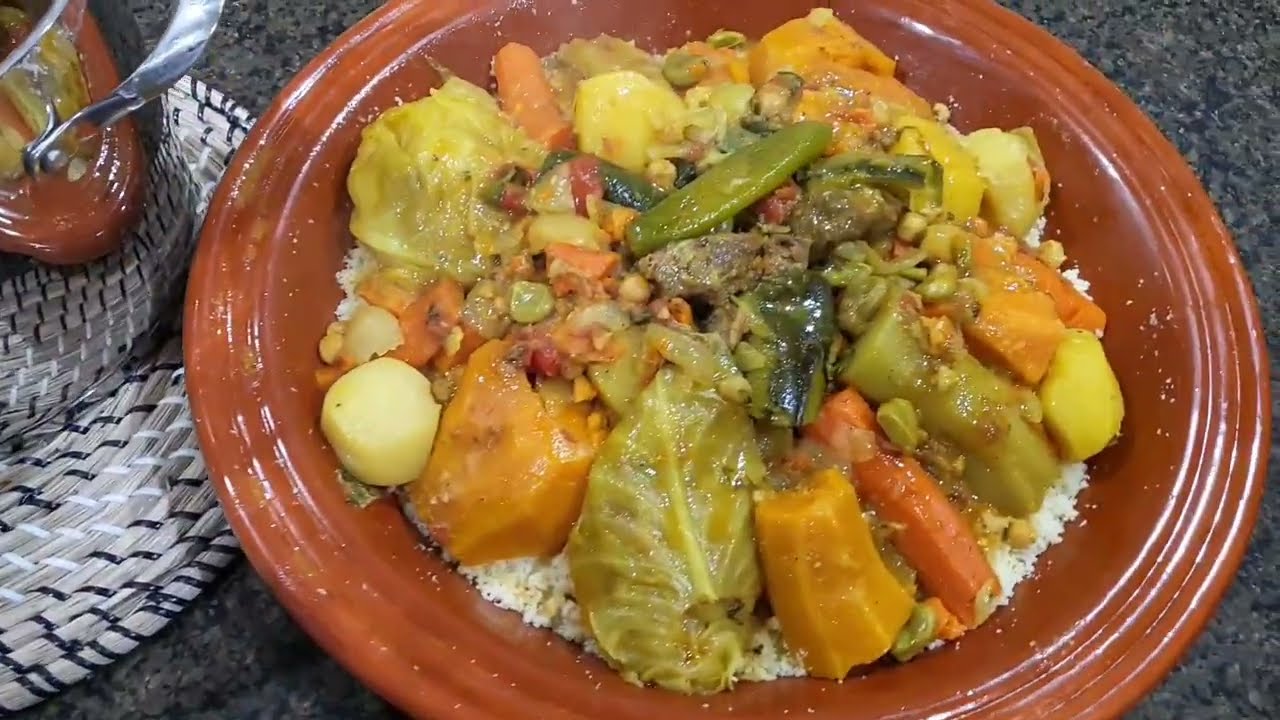 Moroccan couscous with 7 vegetables step by step