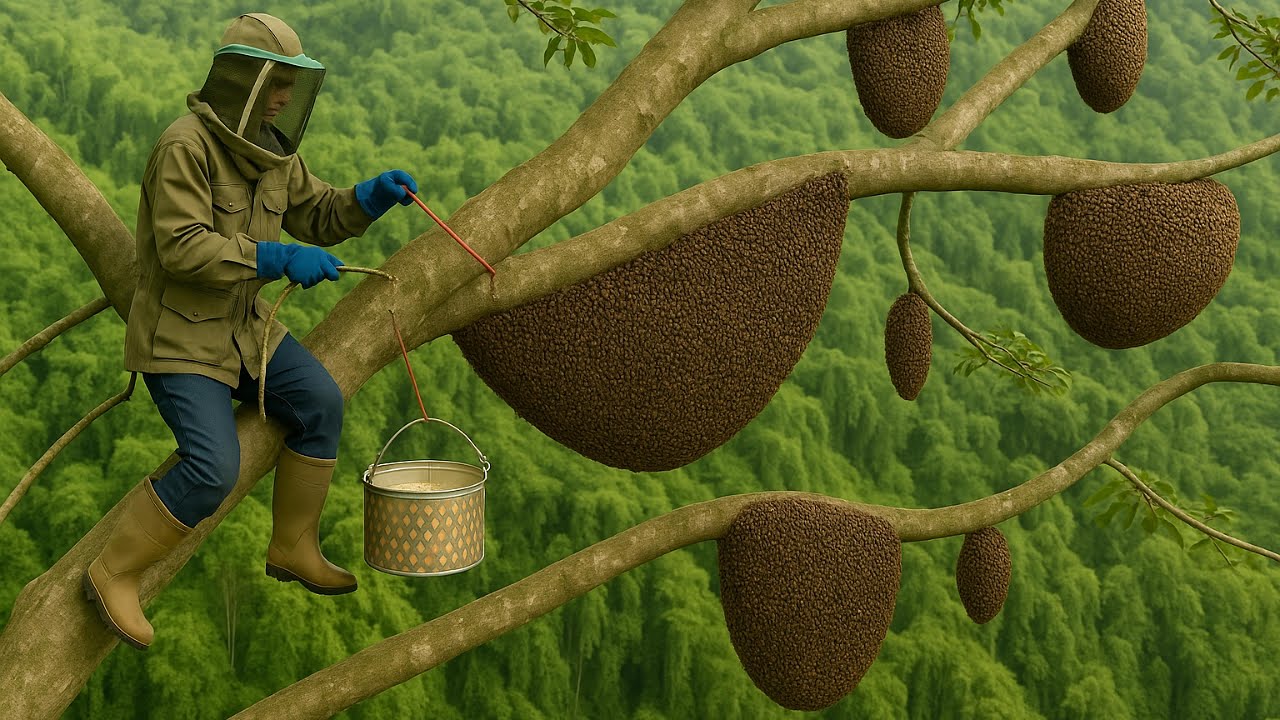 extreme wild honey hunt harvesting 2 honeycombs from a... Tree Climbing Tips to Harvest Giant Wild Honeycombs Like a Pro | Wild ...