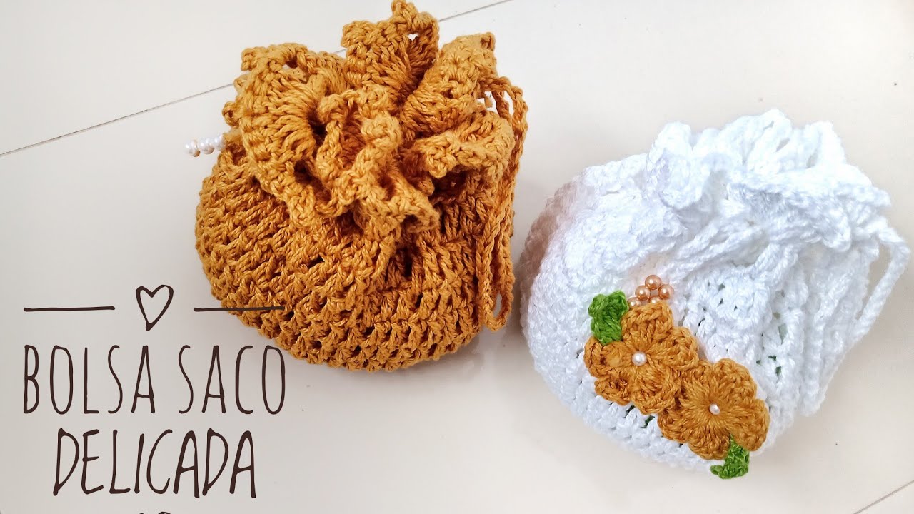 BOLSA  SACO DE CROCHÊ  DELICADA (VEJA O PASSO A PASSO)