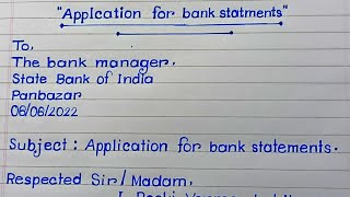 Famous application for bank statement| how to write an application| letter writing practice| handwriting Profile