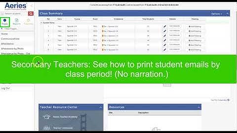 Print Student Email Lists from Aeries (Secondary Sample)