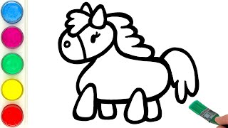 rainbow pony drawing painting coloring for kids and toddlers how to draw animals