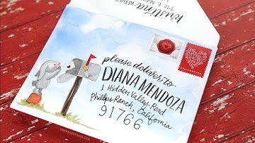 No-Line Watercoloring on Envelope - Monthly Mail Art April 2017