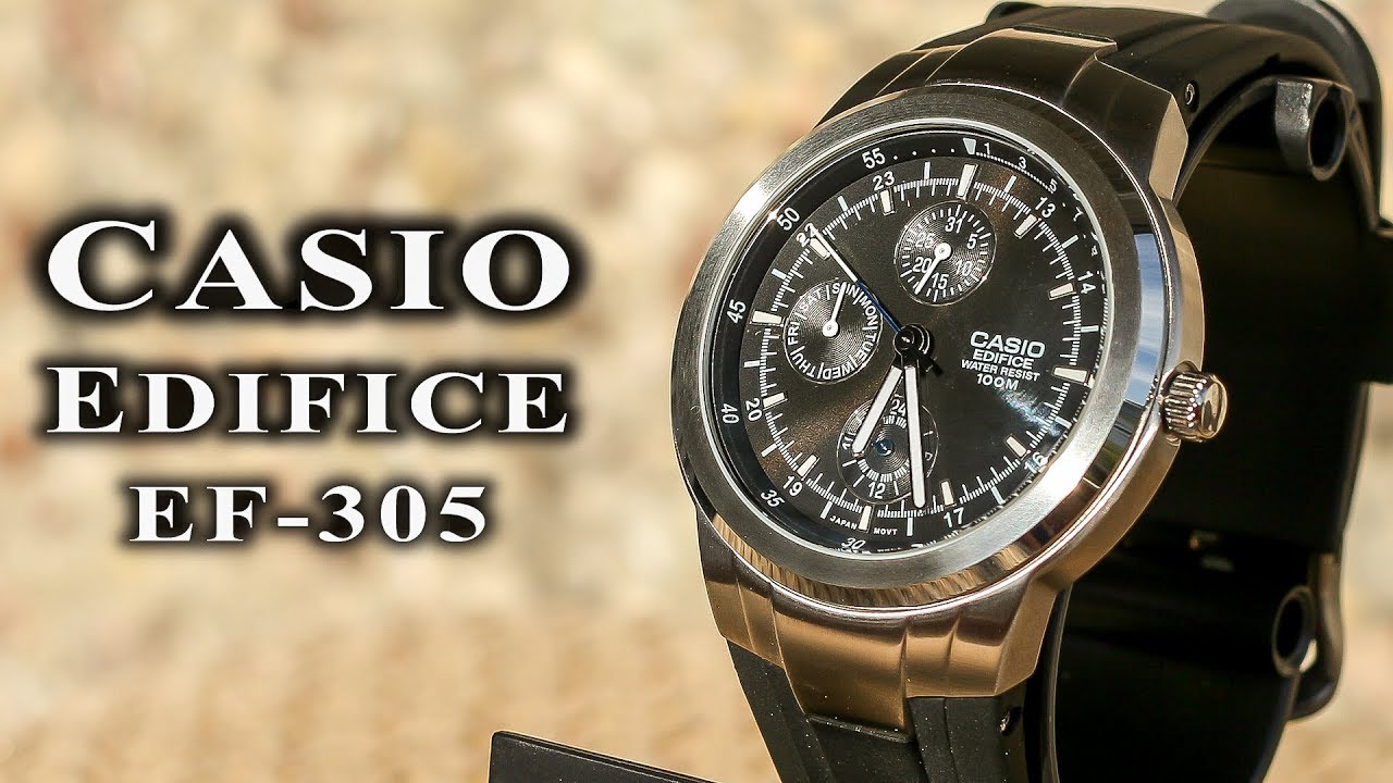 Casio Edifice EF-305T mod 1794 Men 100m Titanium Quartz Watch 40mm Working