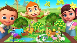 Learn Animal Names with Little Baby Fun Play DIY Forest Animals Toy Set 3D Kids Educational Videos