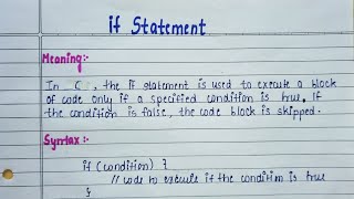 If Statement C programming | flowchart of if |Meaning,Syntax, Example | lec-10 | C programming