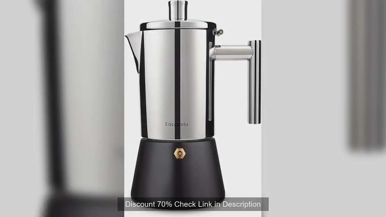 Easyworkz Diego Stovetop Espresso Maker Stainless Steel Italian Coffee Machine Maker 6Cup 10 oz Moka