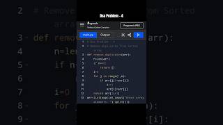 Dsa Problem - 4 | Arrays | Remove duplicates from Sorted Array | #shorts #coding