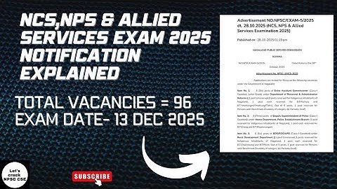 NPSC Civil Services Exam 2025 Notification Explained| Total Vacancies | Exam Date 