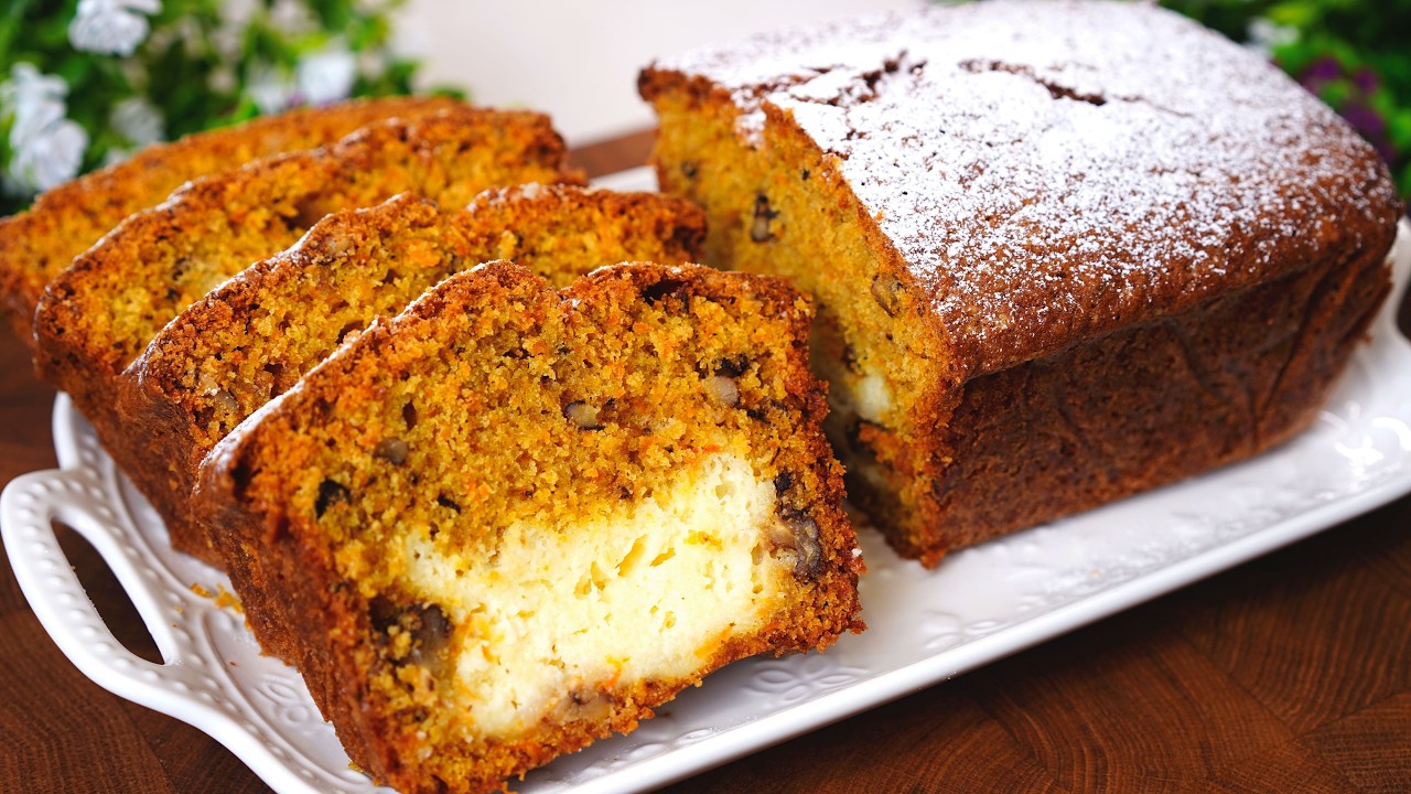 Нежный морковный кекс с творожной начинкой! Просто тает во рту!