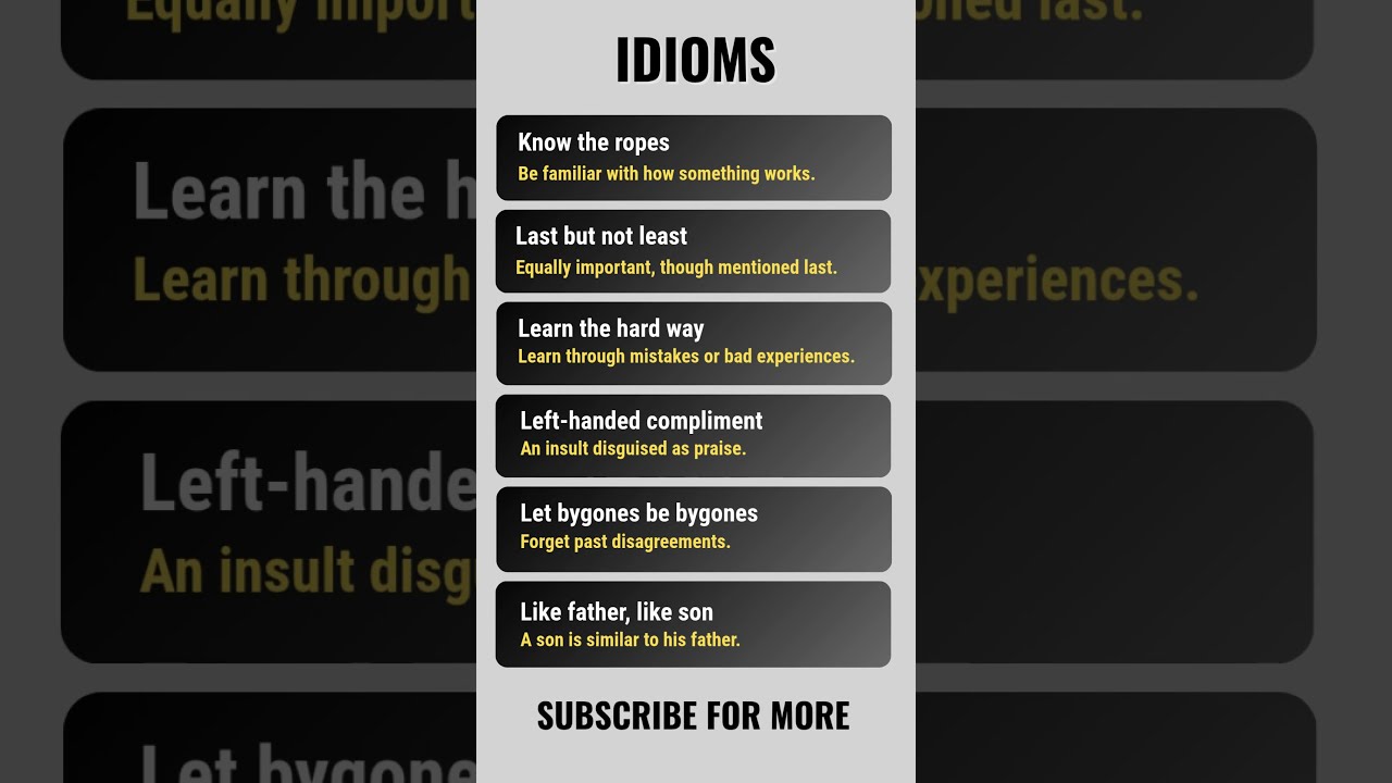 Top 20 Idioms And Phrases Idoms In English Shorts