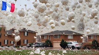 France is panicking! Storm, giant hail of 8 inches destroying houses and vehicles screenshot 3