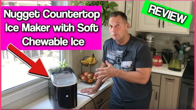 Nugget Countertop Sonic Ice Maker for Home Kitchen Office - Silonn Chewable Pellet Ice Machine with Self-Cleaning Function, 33lbs/24H, Black