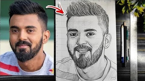 KL Rahul Drawing,How toDraw Cricketer KL Rahul ,KLHow to make a picture toRahul, gridOutlineTutorial