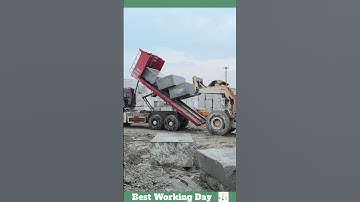 Best working day #1591 The process of unloading stone blocks with a forklift truck