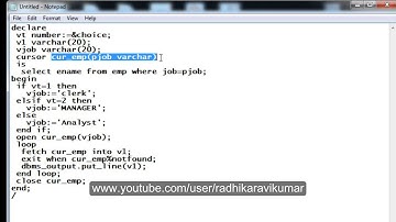 PL/SQL: Parameterized Cursors