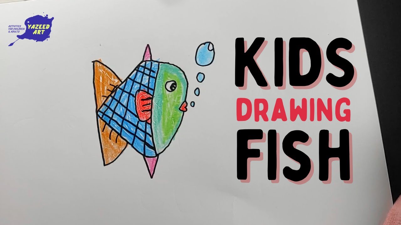 How to Draw Fish from Letter K, Easy Drawing and Coloring Tutorial for Beginner