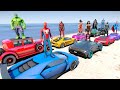 Superheroes LUXURY CARS Challenge With SPIDER-MAN IRON MAN HULK BATMAN - GTA V MODS