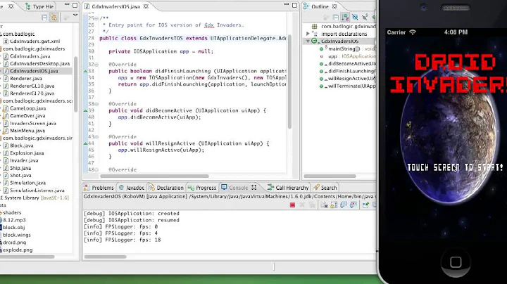 GdxInvaders on iOS with RoboVM