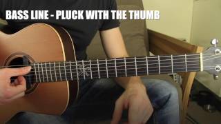 Video thumbnail of "Stand by Me Acoustic Guitar Lesson in Fingerstyle (easy bass line)"