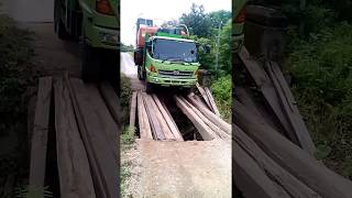 horrified, fuso across the wooden bridge