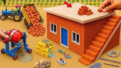 Diy tractor & mini Bulldozer to making concrete road | Construction Vehicles, Road Roller #