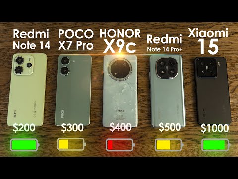 КТО ДОЛЬШЕ ПРОЖИВЕТ?🔋 POCO X7 Pro, Redmi Note 14, Xiaomi 15, HONOR X9c, Redmi Note 14 Pro+