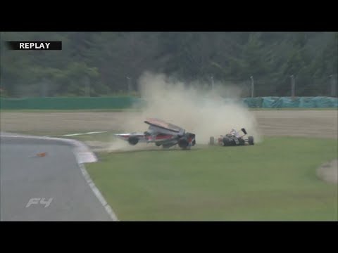 Formula 4 Japanese Championship 2017. Race 1 Sportsland SUGO. 1st Lap Crashes | Huge Crash Rolls