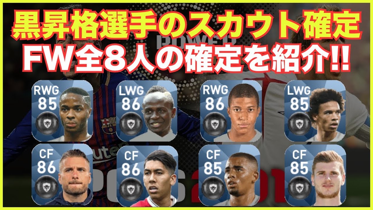 ウイイレアプリ 19黒昇格選手のスカウト確定 Fw全8人の確定方法を紹介 Youtube