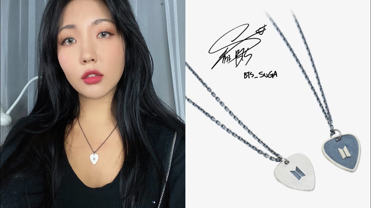 BTS SUGA GUITAR PICK NECKLACE black