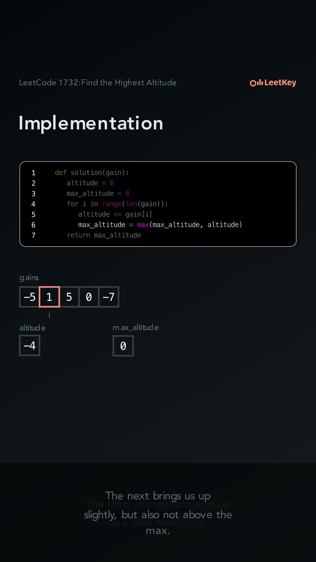 Video of LeetCode Problem 1732: Find the Highest Altitude