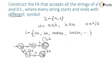 Construct the FA that Accepts all the Strings of a, b where Start & End with Different Symbol | CSE