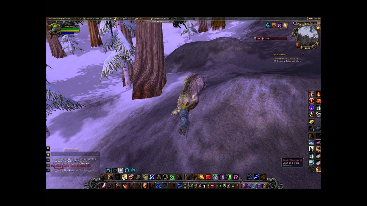 WOW (CATA XPAC) - Farming Rabid Shardtooth Bears in Winterspring - YouTube