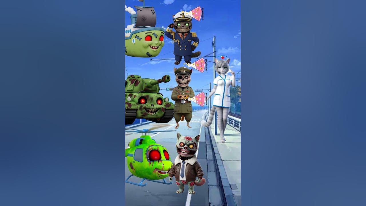 zombie Cats, zombie tank, zombie ship, zombie helicopters #song #cover #funnyshorts #cartoon