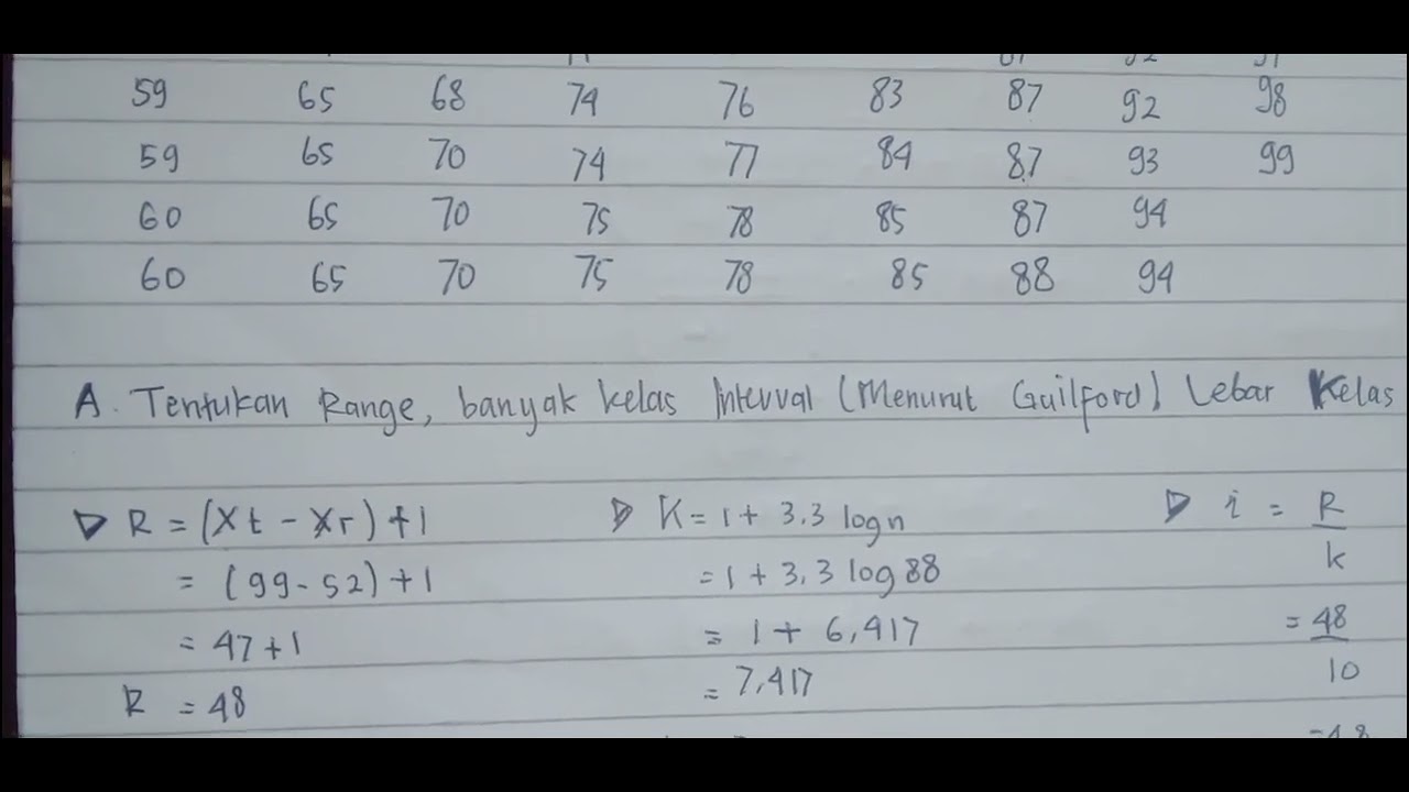 Part 10 Cara Mencari Range Kelas Interval Dan Lebar Kelas