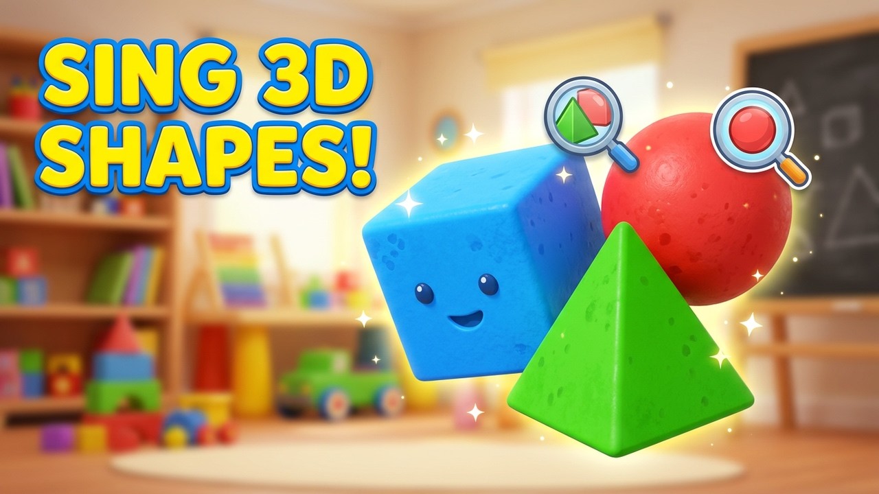 Learn 3D Shapes! Cube, Sphere & Pyramid Song for Kids 🔴 - YouTube