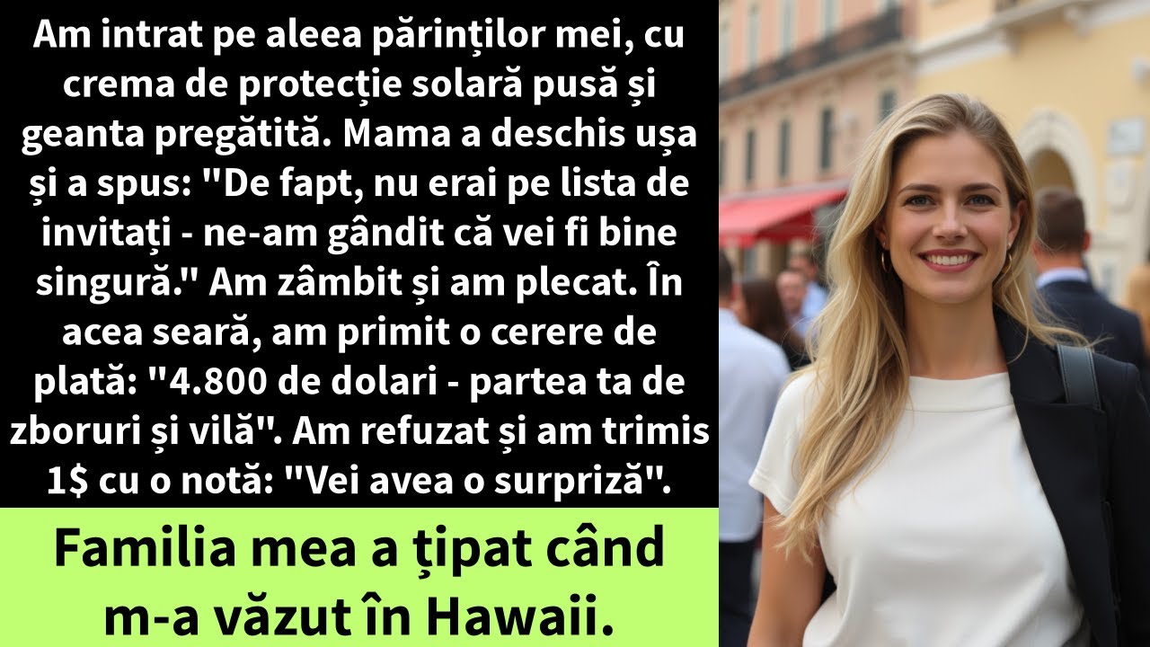 Am intrat pe aleea părinților mei, cu crema de protecție solară pusă și geanta pregătită.