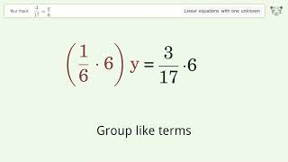 Solve 3/17=y/6: Linear Equation Video Solution | Tiger Algebra