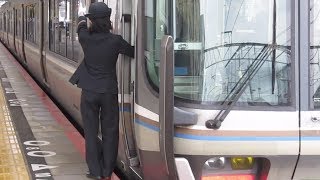 JR西日本 223系2000番台 W16編成 普通 野洲行き 女性車掌さん  膳所駅  南草津駅  20190424